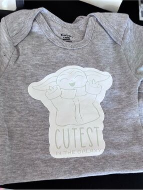 Gerber Gray Bodysuit with Pale Green Grogu Graphic, Cutest in the Galaxy